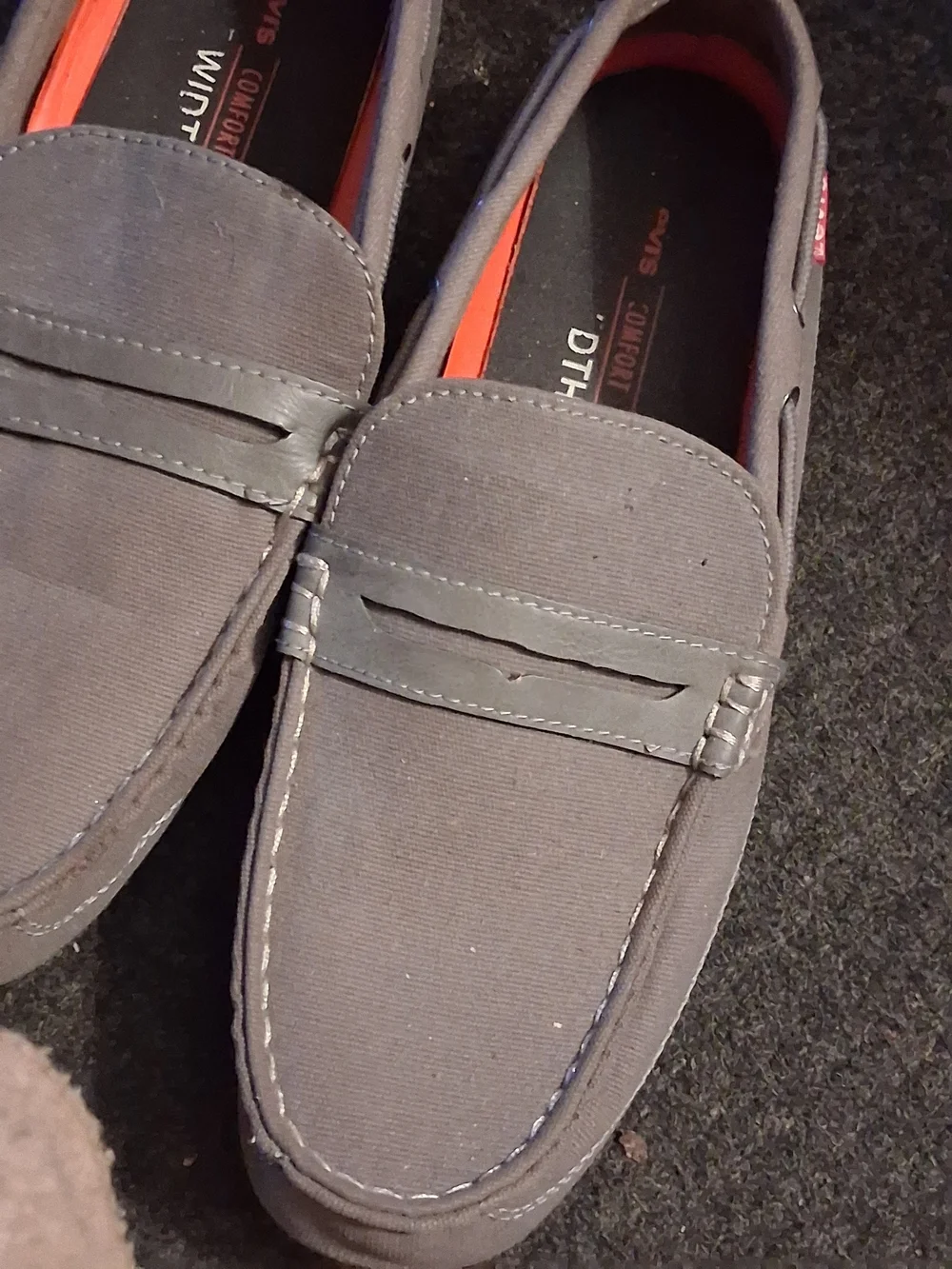 Levi's Gray Canvas Slip-On Loafers